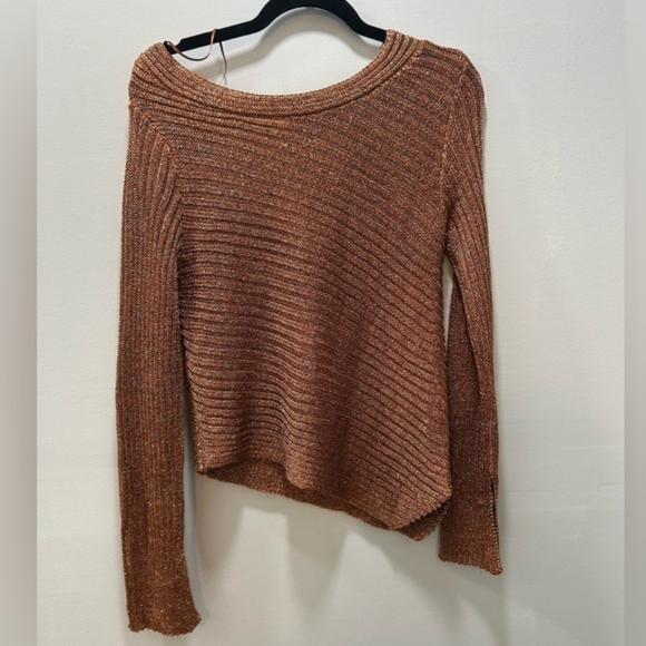 Free People Logan Metallic Bronze Sweater Sz S NWT MSRP $128 - Picture 3 of 8